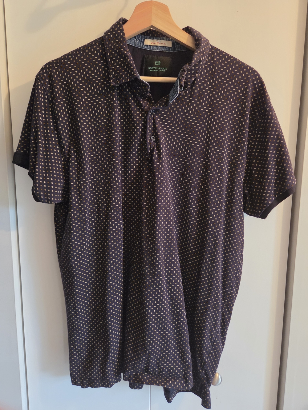 Scotch & Soda Navy Polo with Subtle Dot Print